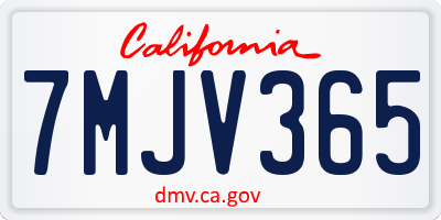 CA license plate 7MJV365