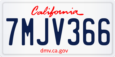 CA license plate 7MJV366