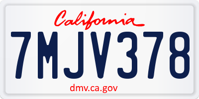 CA license plate 7MJV378