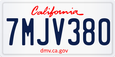 CA license plate 7MJV380