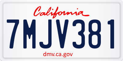 CA license plate 7MJV381