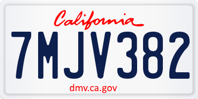 CA license plate 7MJV382