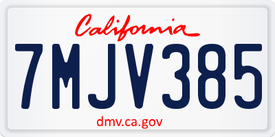 CA license plate 7MJV385