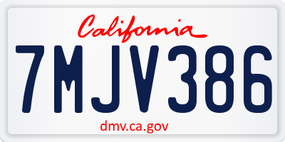 CA license plate 7MJV386