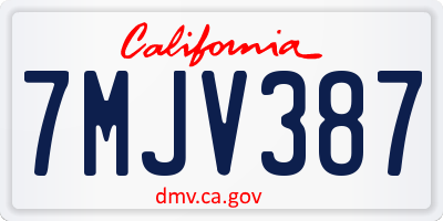 CA license plate 7MJV387