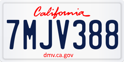 CA license plate 7MJV388