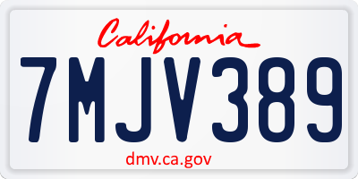 CA license plate 7MJV389