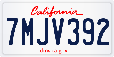 CA license plate 7MJV392