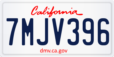 CA license plate 7MJV396