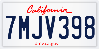 CA license plate 7MJV398