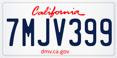 CA license plate 7MJV399