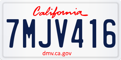 CA license plate 7MJV416