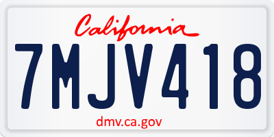 CA license plate 7MJV418