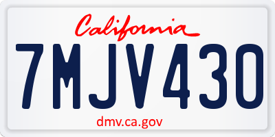 CA license plate 7MJV430
