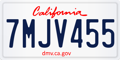 CA license plate 7MJV455
