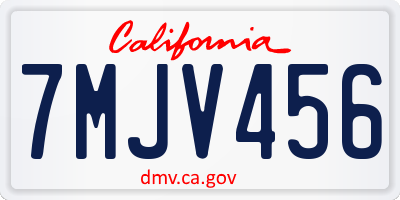 CA license plate 7MJV456