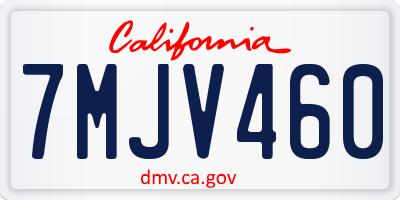 CA license plate 7MJV460