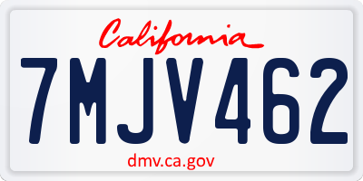 CA license plate 7MJV462