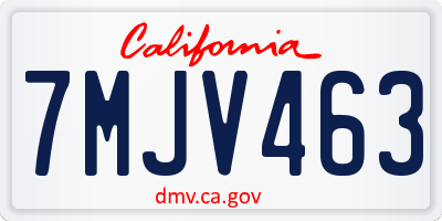 CA license plate 7MJV463