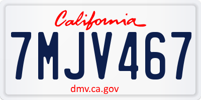 CA license plate 7MJV467