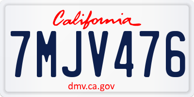 CA license plate 7MJV476