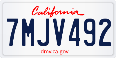 CA license plate 7MJV492