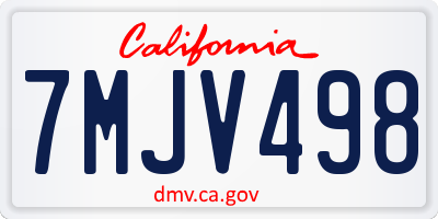 CA license plate 7MJV498