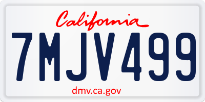 CA license plate 7MJV499