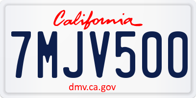 CA license plate 7MJV500