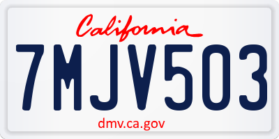 CA license plate 7MJV503