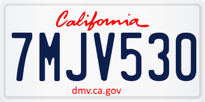 CA license plate 7MJV530