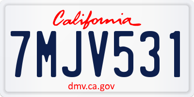 CA license plate 7MJV531
