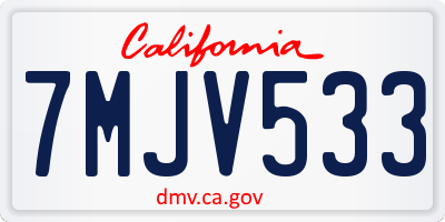 CA license plate 7MJV533