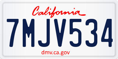 CA license plate 7MJV534