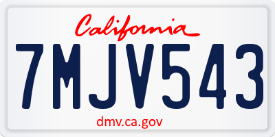 CA license plate 7MJV543