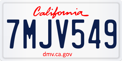 CA license plate 7MJV549