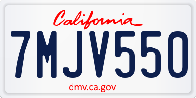 CA license plate 7MJV550