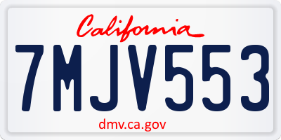 CA license plate 7MJV553