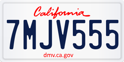 CA license plate 7MJV555