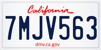 CA license plate 7MJV563