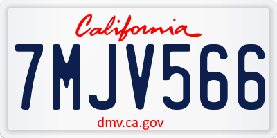 CA license plate 7MJV566