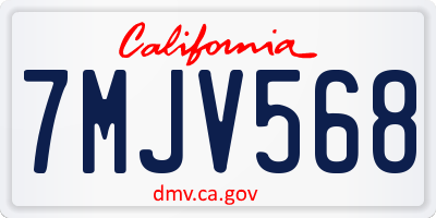 CA license plate 7MJV568