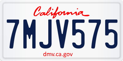 CA license plate 7MJV575