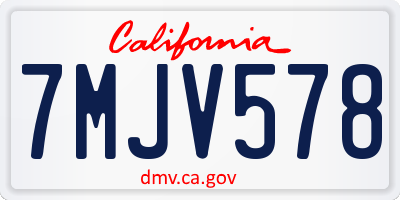 CA license plate 7MJV578