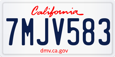 CA license plate 7MJV583