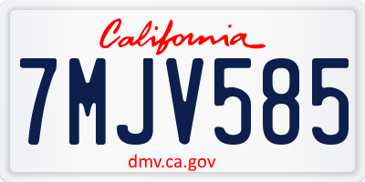 CA license plate 7MJV585