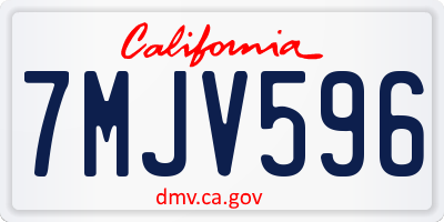 CA license plate 7MJV596