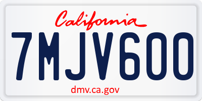 CA license plate 7MJV600