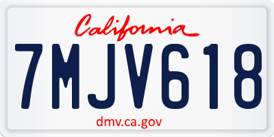 CA license plate 7MJV618