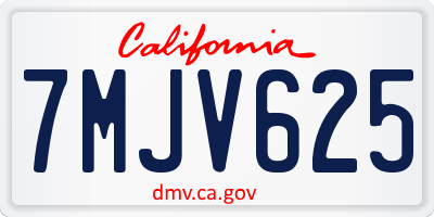 CA license plate 7MJV625